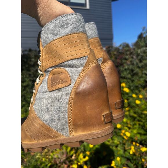 Sorel Lexie Waterproof Wedge Leather Ankle Boots Women's Size 10 - Picture 5 of 9